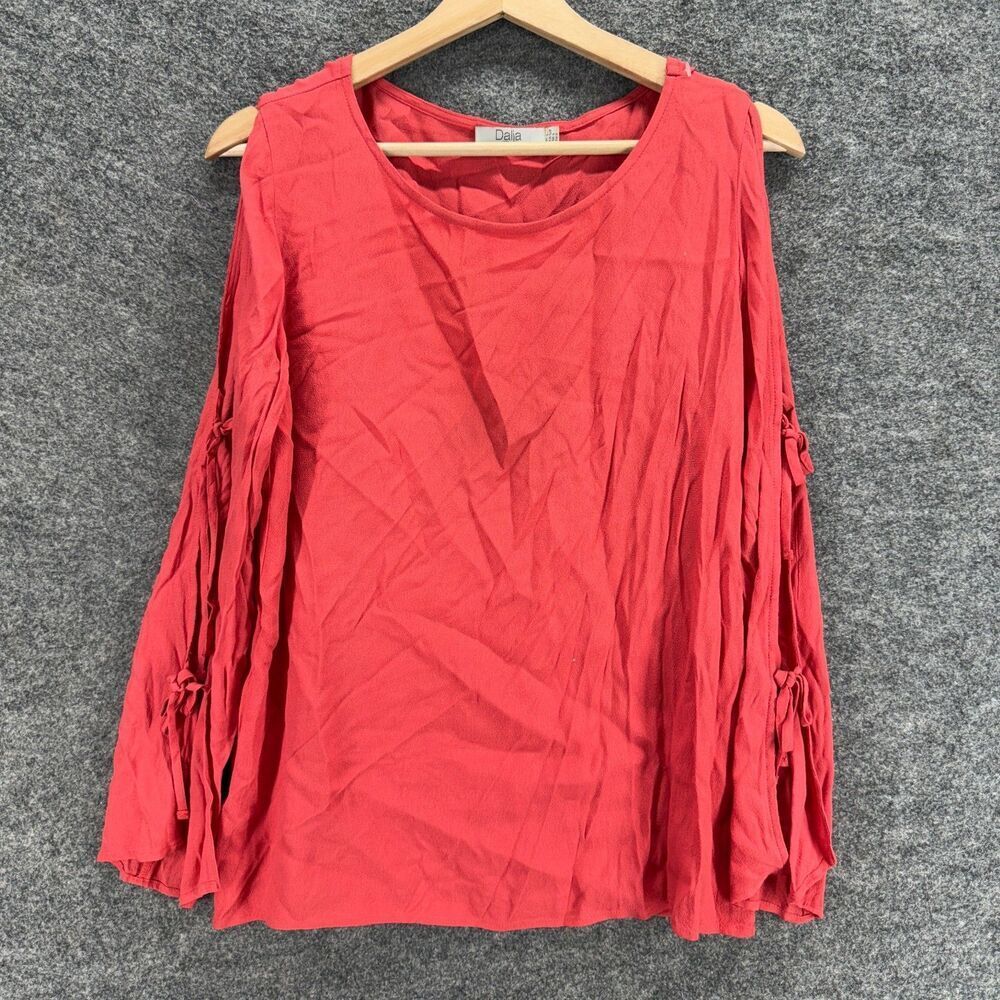 Dalia Blouse Women 4 Pink Cold Shoulder Long Sleeve Round Neck Pullover Casual